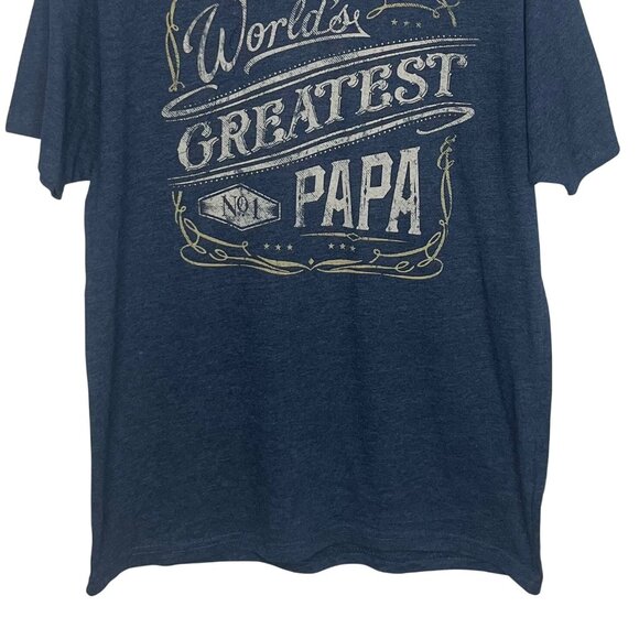 Worlds Greatest No.1 Papa Graphic Tshirt Fathers Day Gift Blue Size Large - Picture 4 of 7